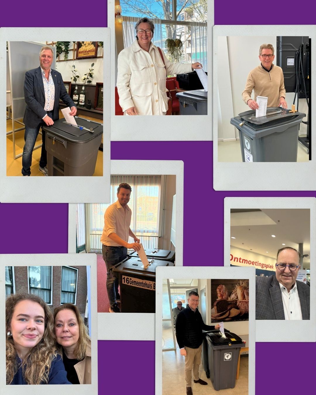 collagefoto van alle college en directieleden waarbij zij hun stem uit hebben gebracht