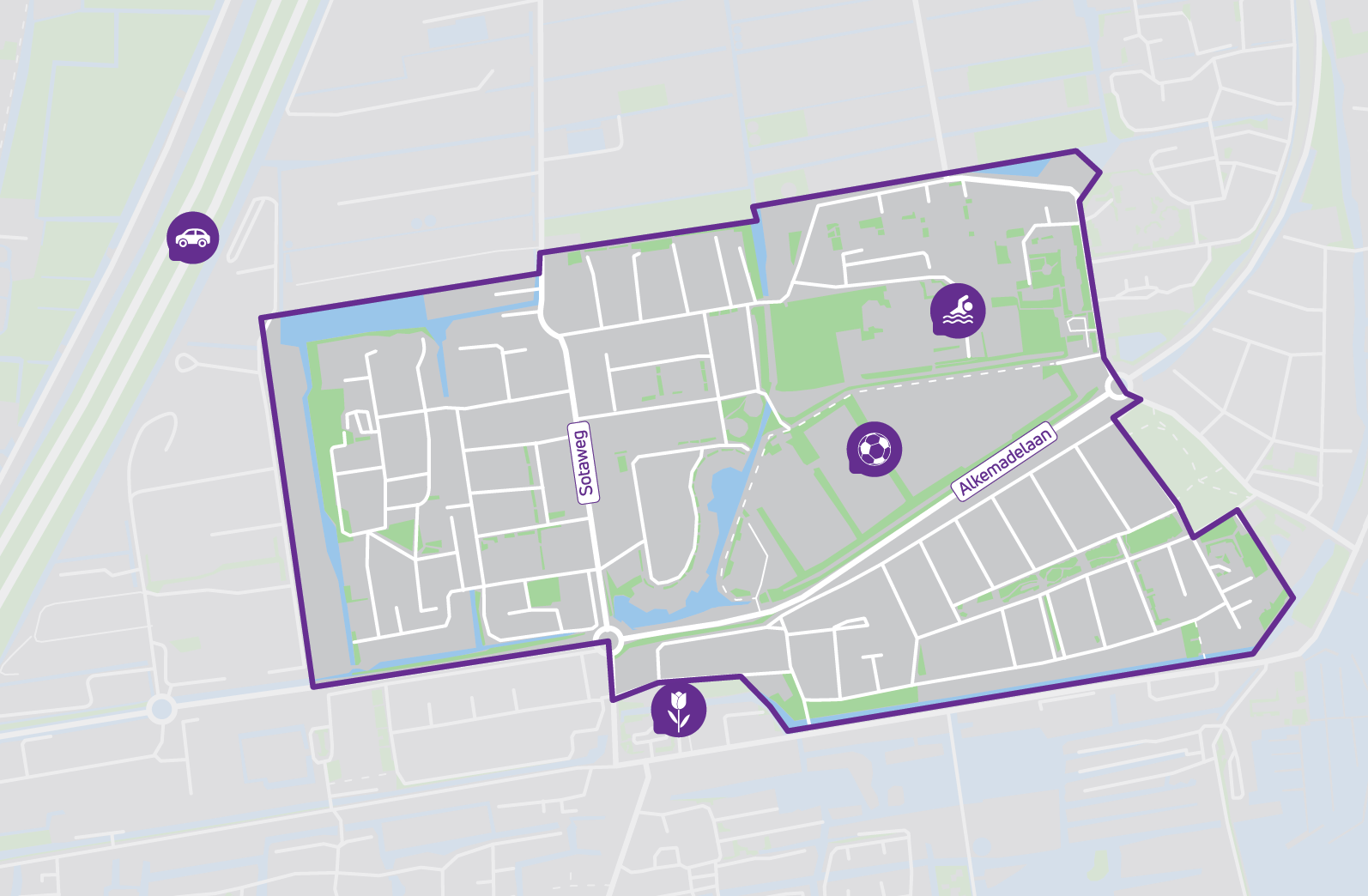 Plattegrond van de startwijk in Roelofarendsveen